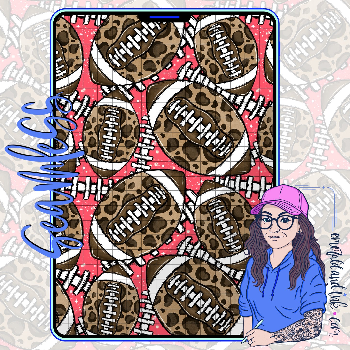 Doodle Leopard Football Seamless - JPG Digital