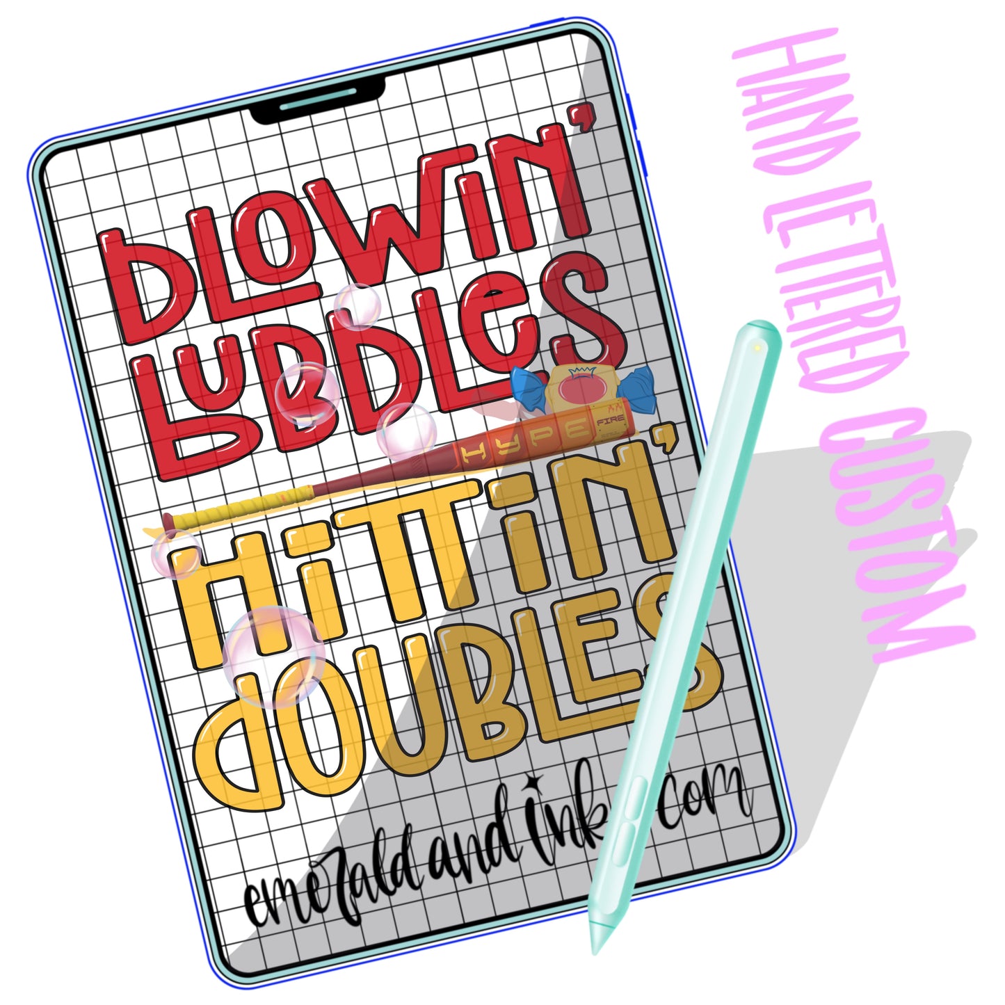 Blowin’ Bubbles, Hittin’ Doubles. USSSA Baseball Bat Fire Design - Digital Download