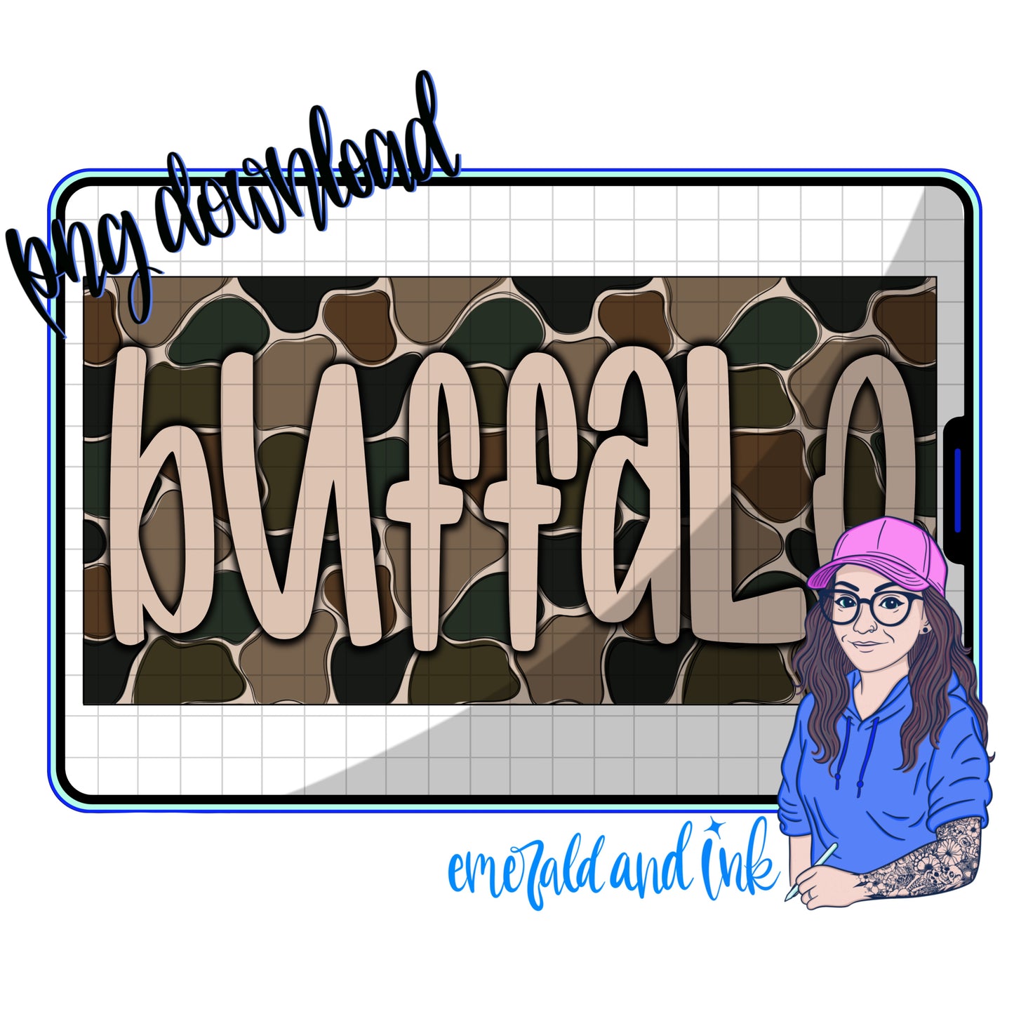 Buffalo Duck Camo PNG Digital Download
