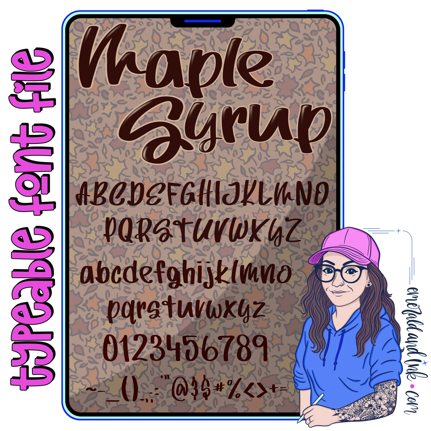 Maple Syrup Handwritten Typeable Font - .otf file