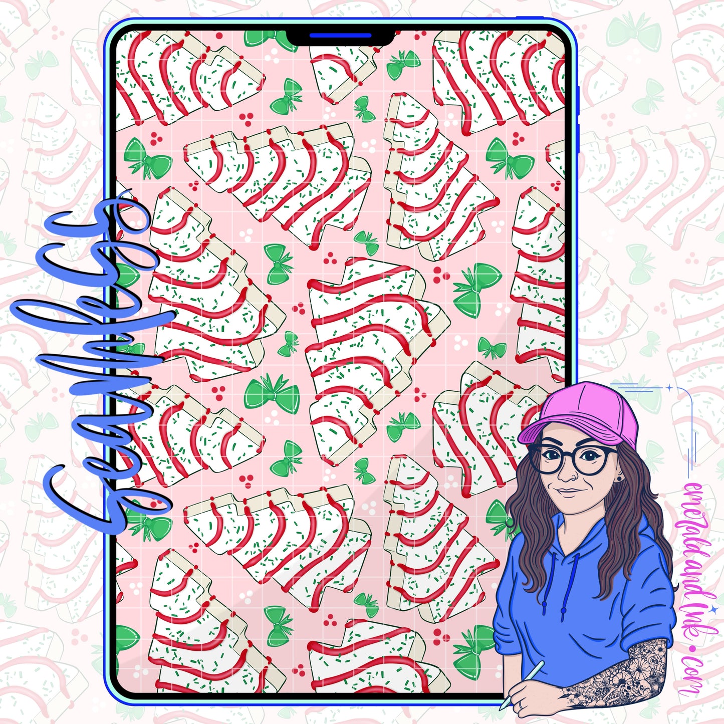 Christmas Tree Cake Seamless - JPG Digital