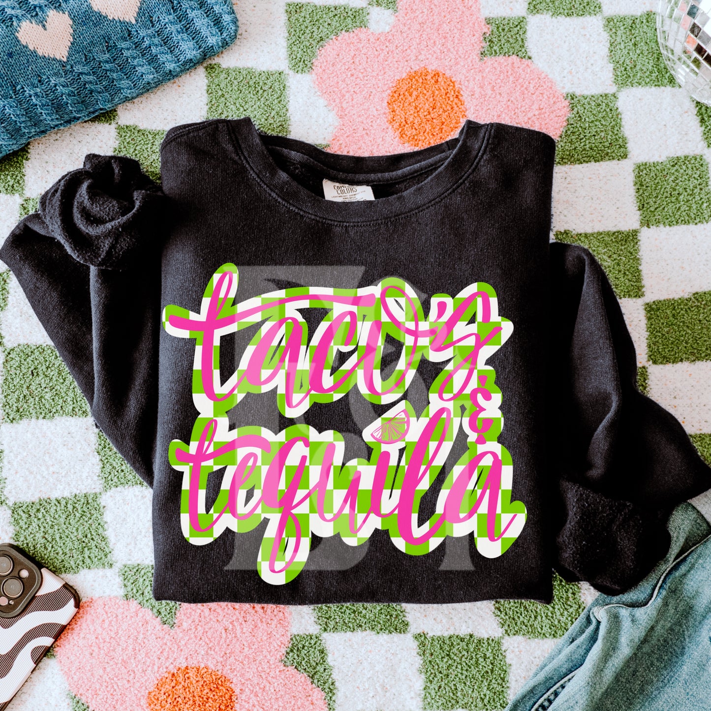 Tacos & Tequila Hand Lettered PNG Digital Download