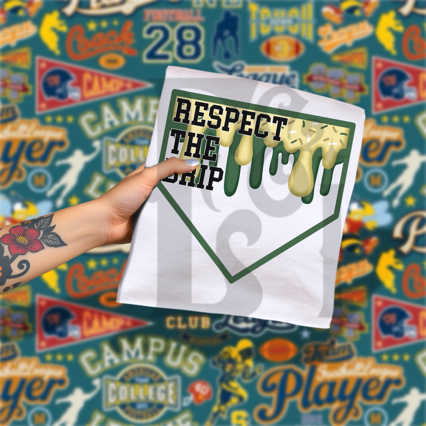 Respect The Drip Digital Download - Hunter Green/Gold Homeplate