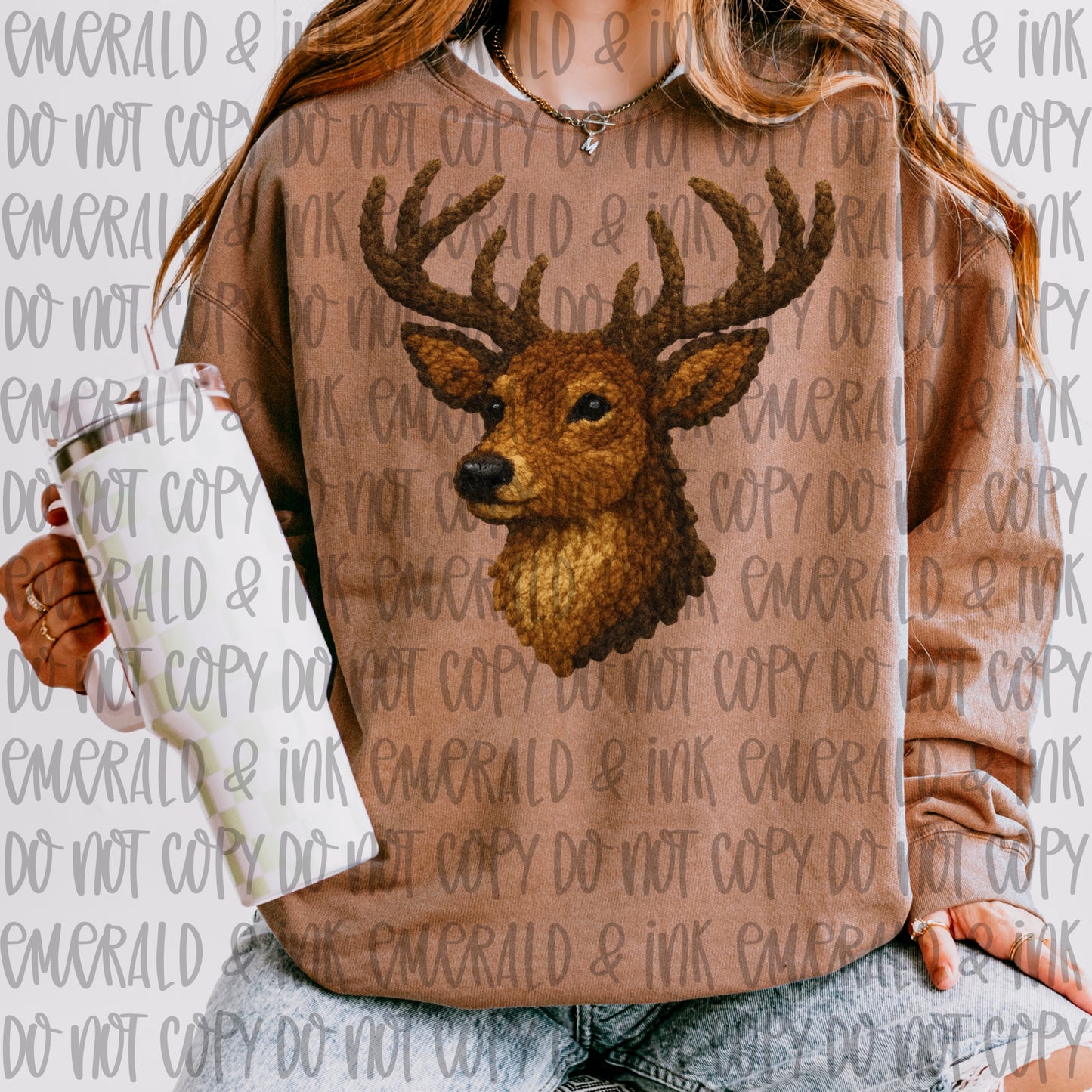 Faux Yarn Deer Head 1 PNG File