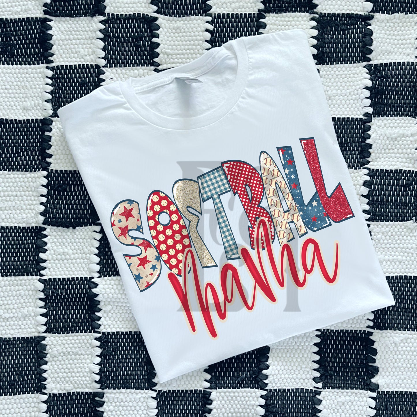 Softball Mama Vintage Patriotic - Digital Download