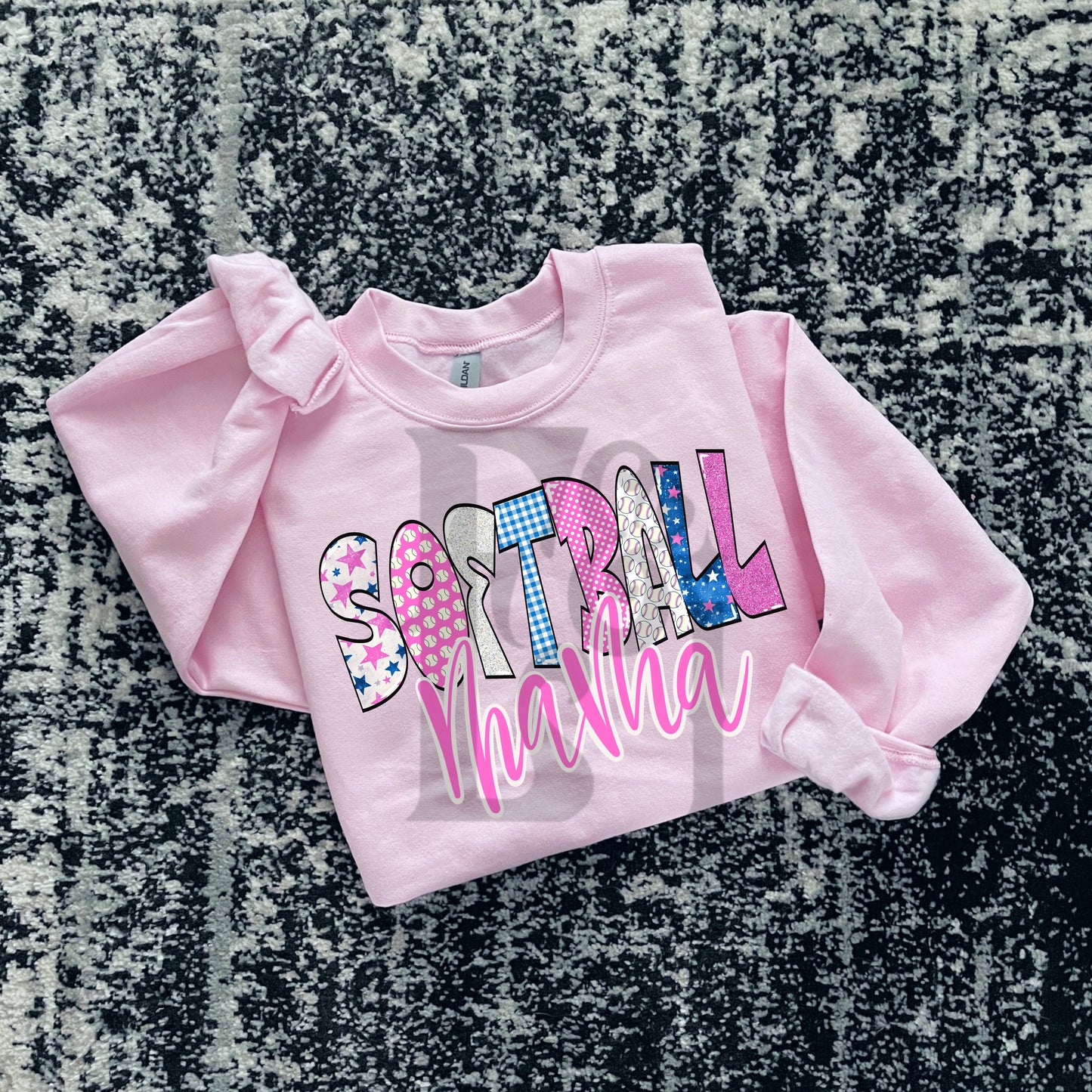 Softball Mama Trendy Patriotic - Digital Download