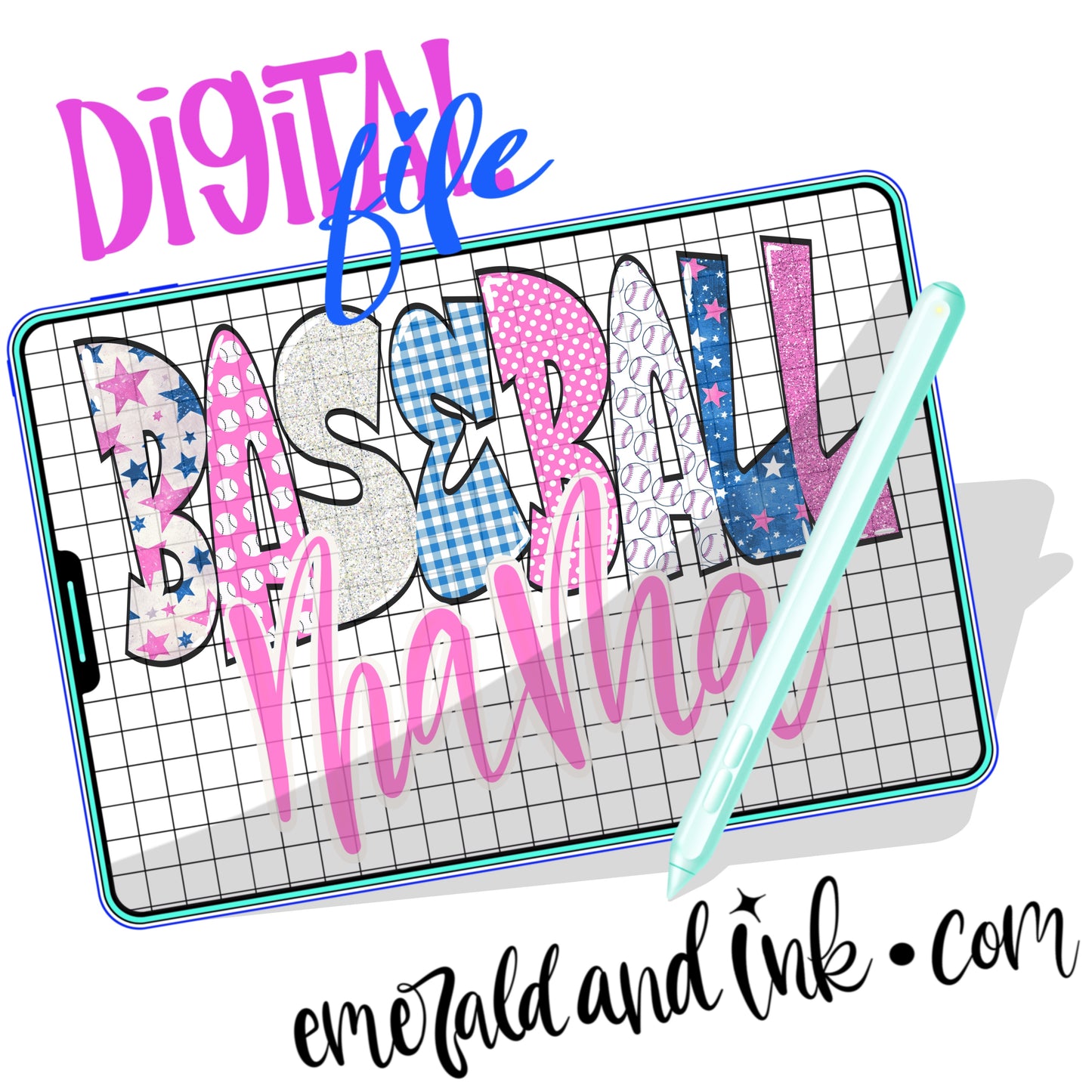 Baseball Mama Trendy Patriotic - Digital Download