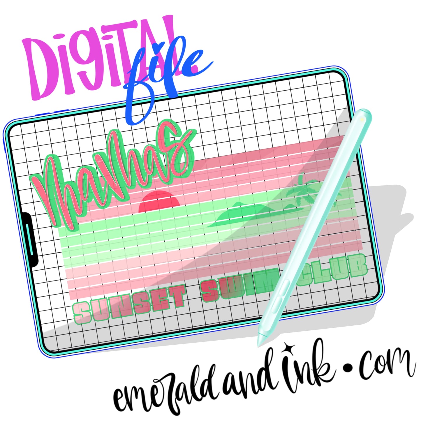 Mamas Sunset Swim Club Watermelon Set - Digital Download