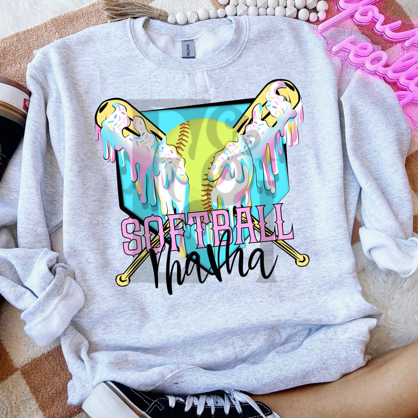 Softball Mama Cotton Candy Drip - Digital Download