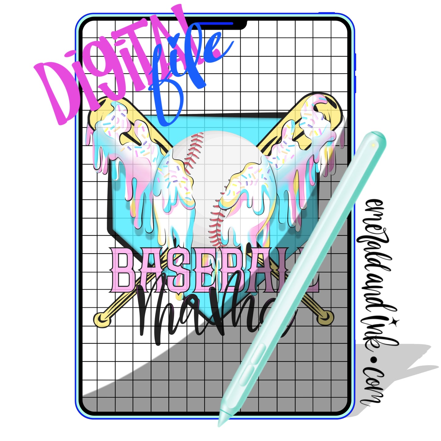 Baseball Mama Cotton Candy Drip - Digital Download