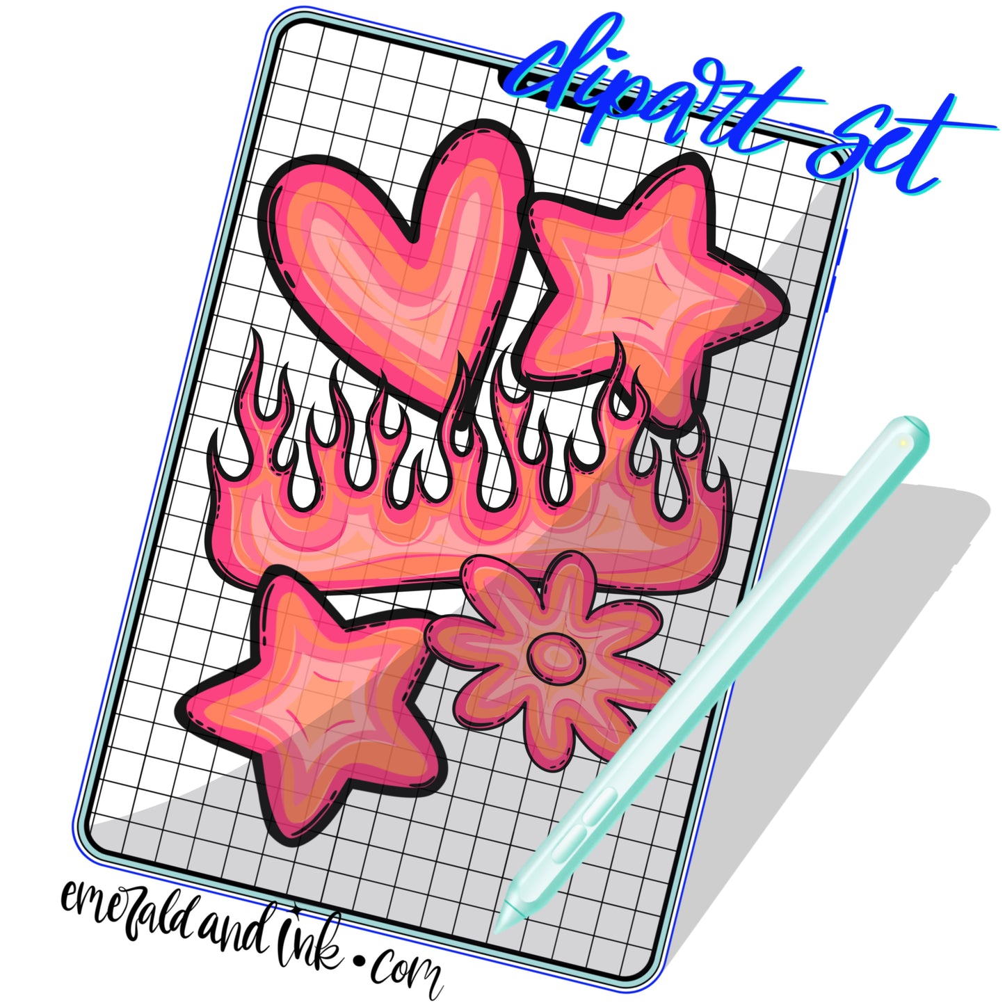 Hand Drawn Edgy Clip Art Set (4 pngfiles)