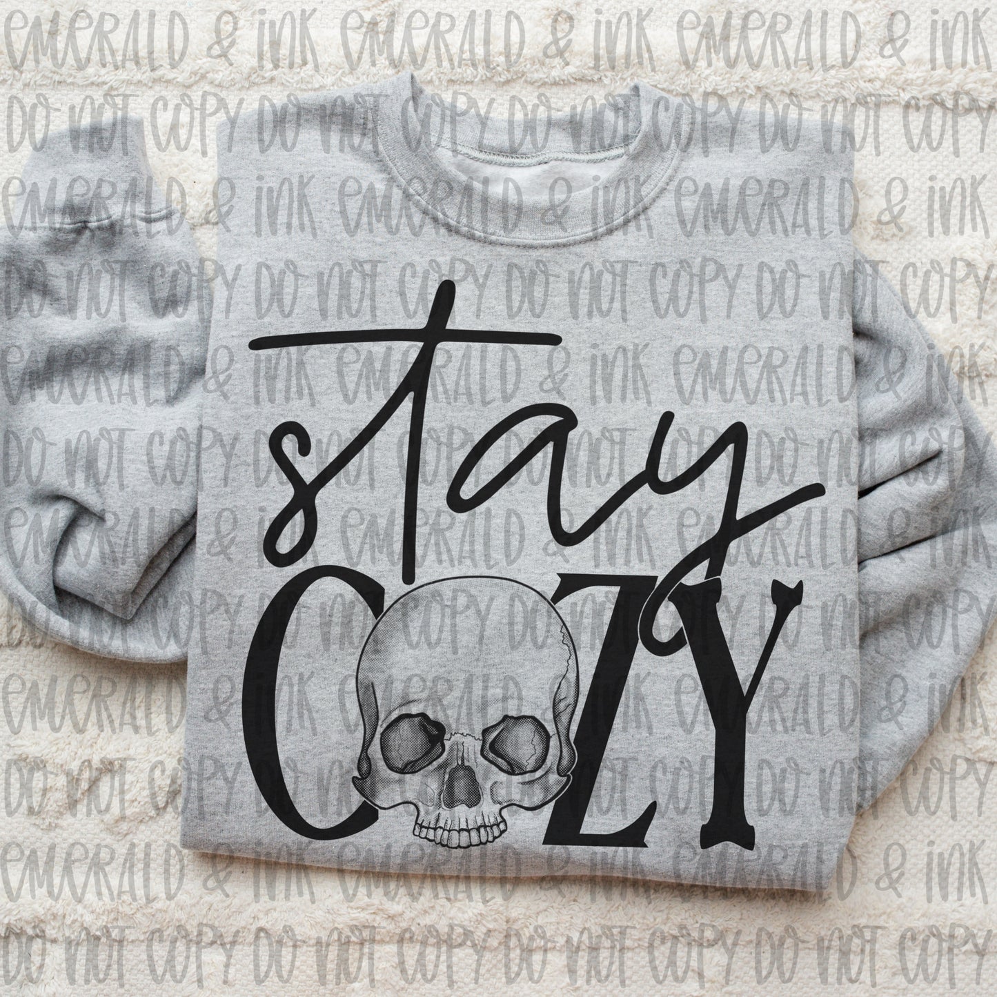 Stay Cozy Skull Black DTF Transfer