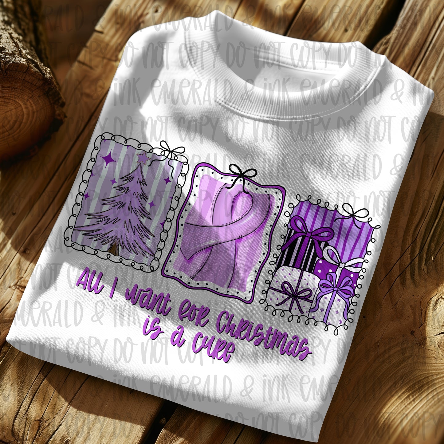 All I Want For Christmas Is A Cure Purple Cancer Ribbon PNG Download