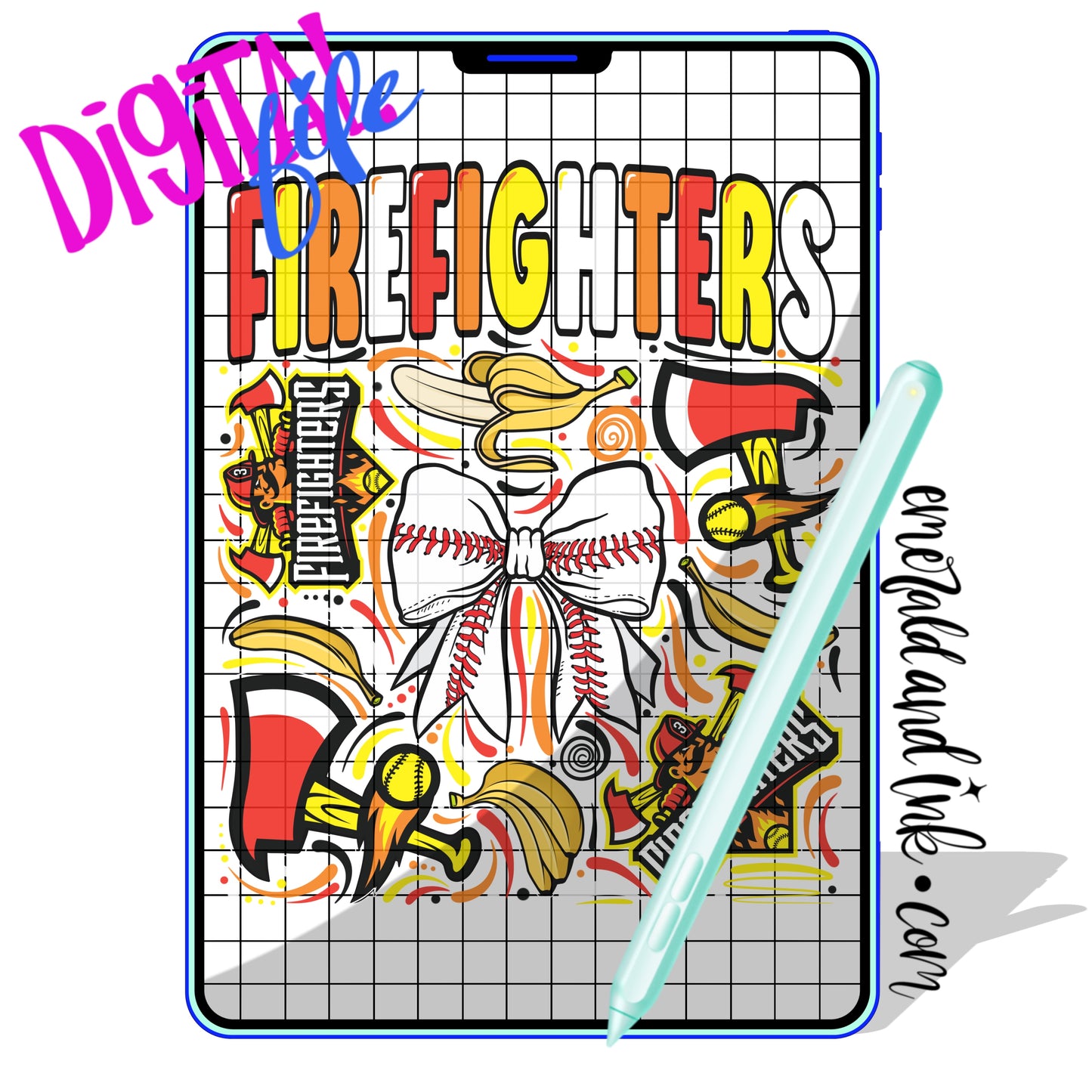 FIREFIGHTERS Baseball Collage - Digital Download