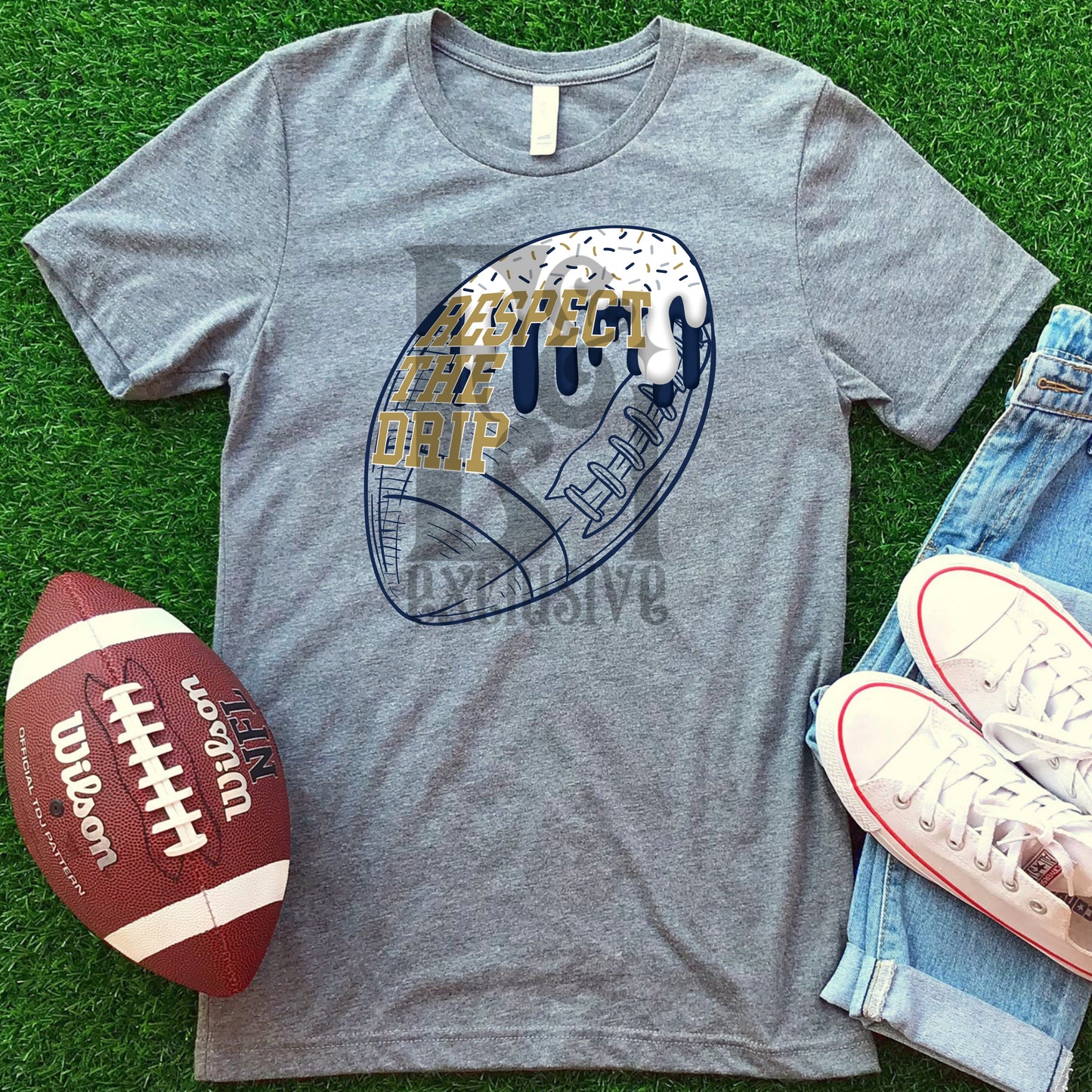 Respect The Drip Digital Download - Navy/Vegas Gold Football