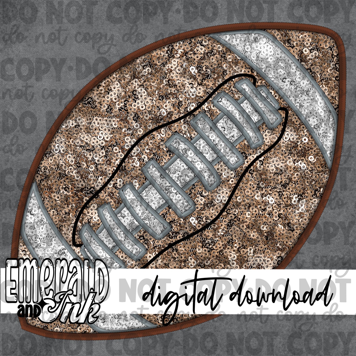 Faux Appliqué Football (brown) - Digital Download