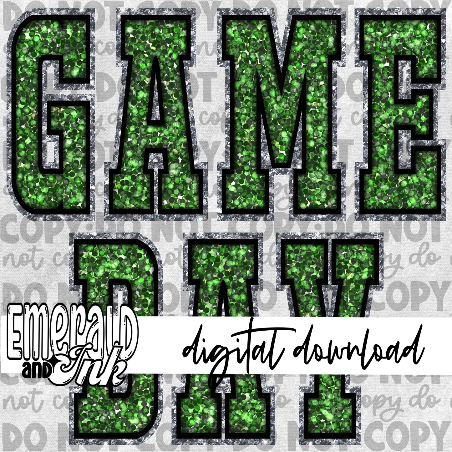 Game Day Glitter (green) - Digital Download