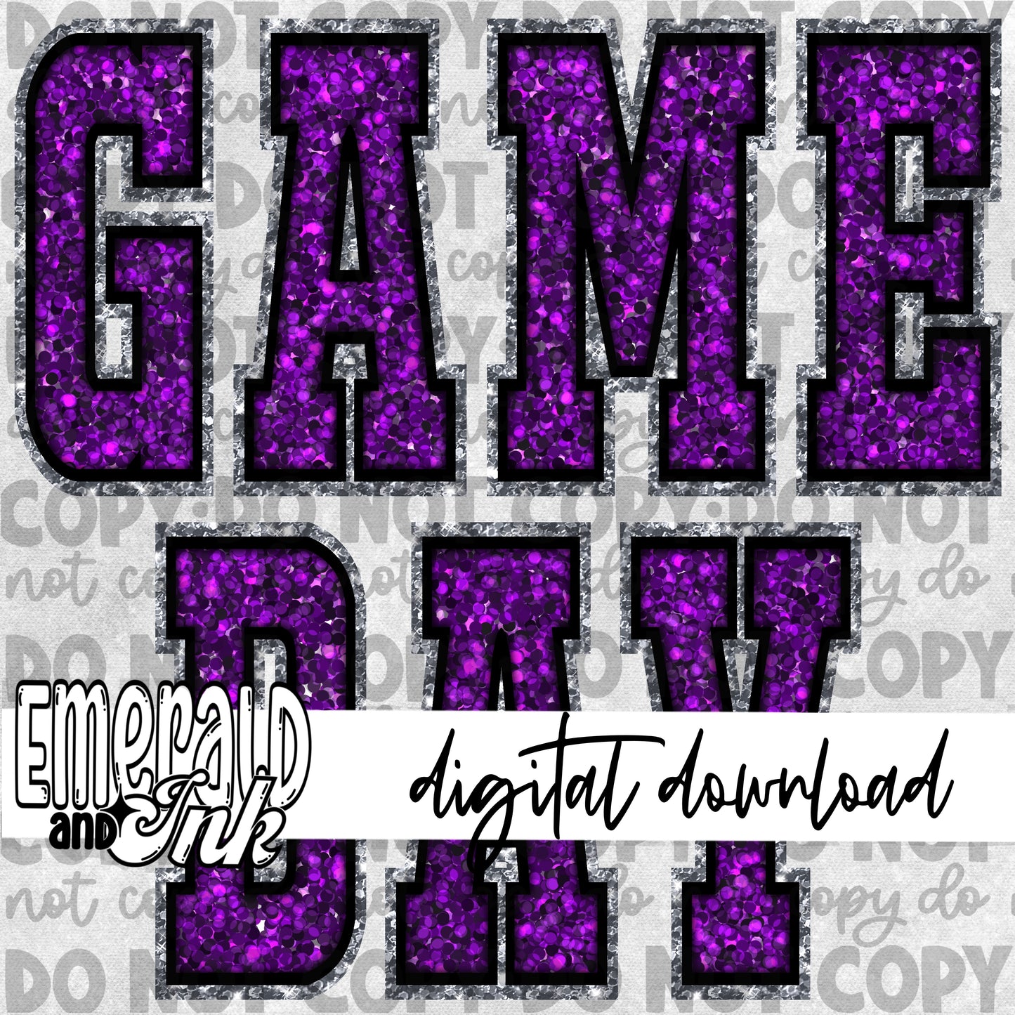 Game Day Glitter (purple) - Digital Download