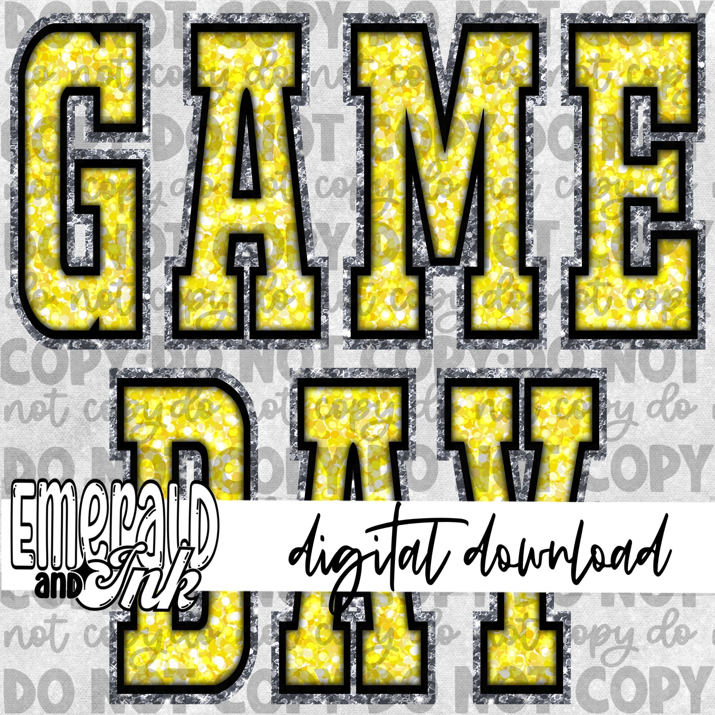 Game Day Glitter (yellow) - Digital Download