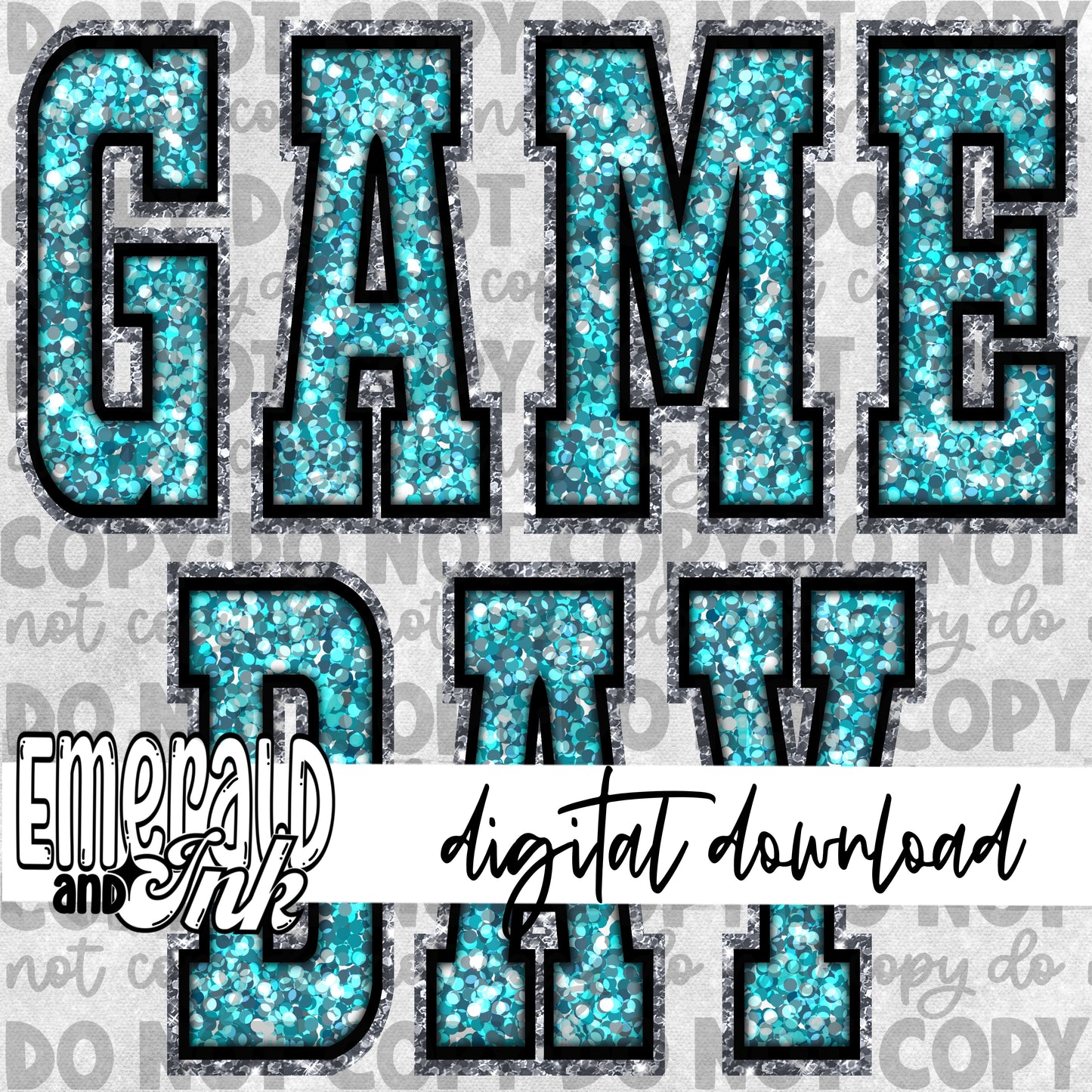 Game Day Glitter (teal) - Digital Download