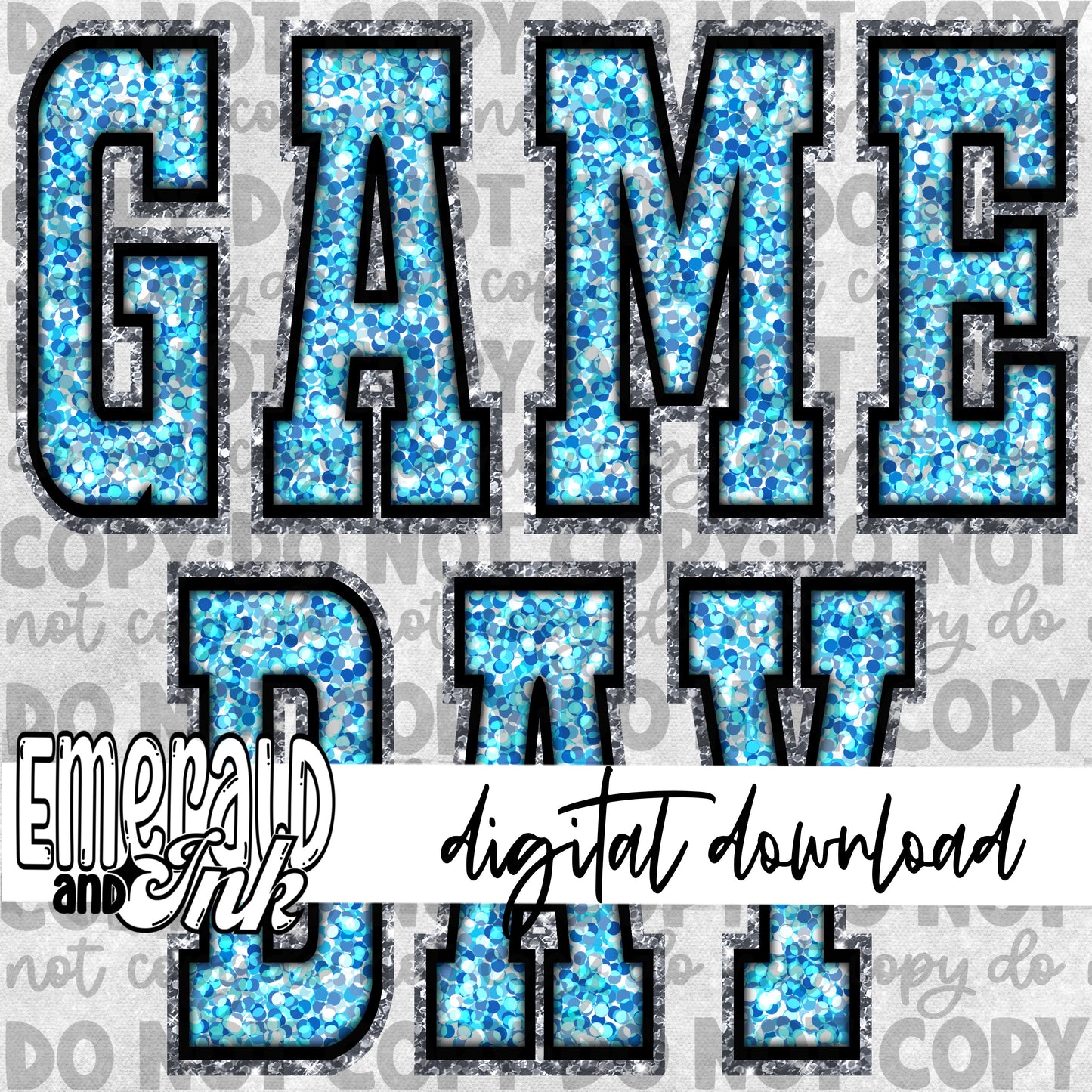 Game Day Glitter (light blue) - Digital Download