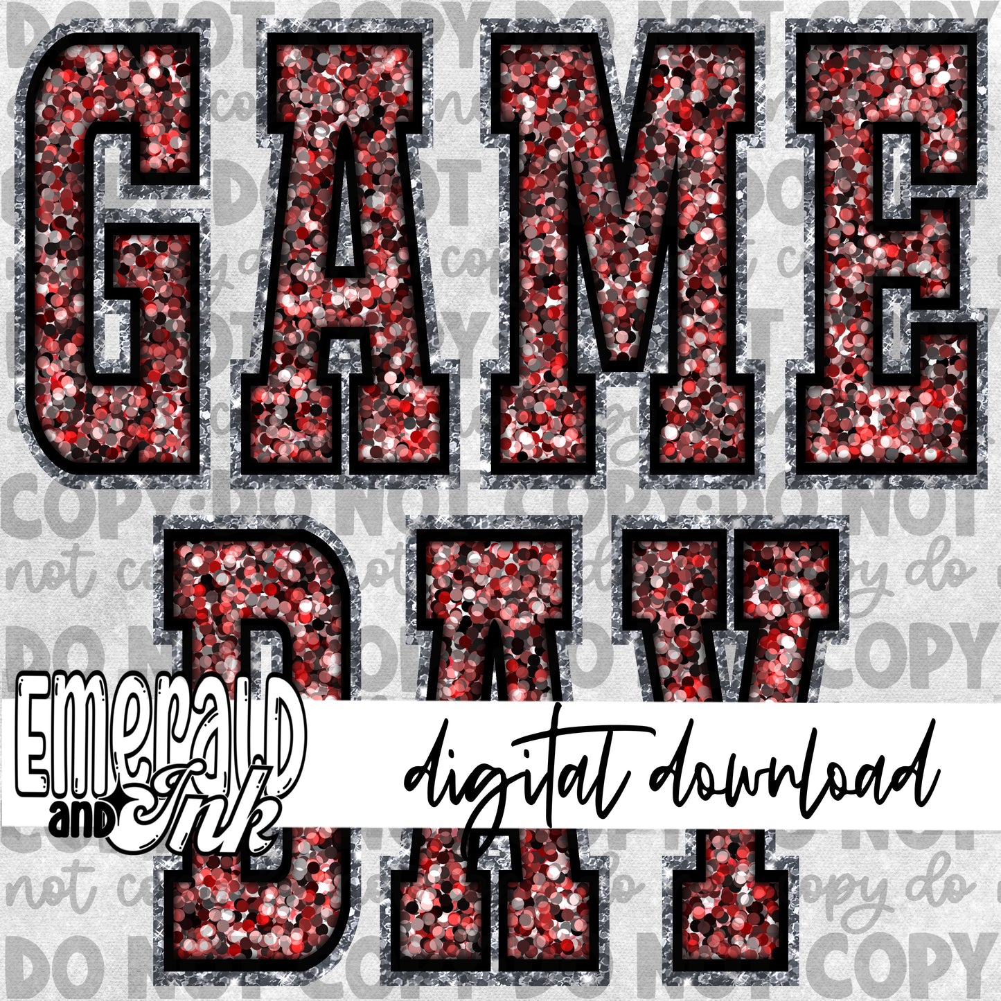 Game Day Glitter (red & black) - Digital Download
