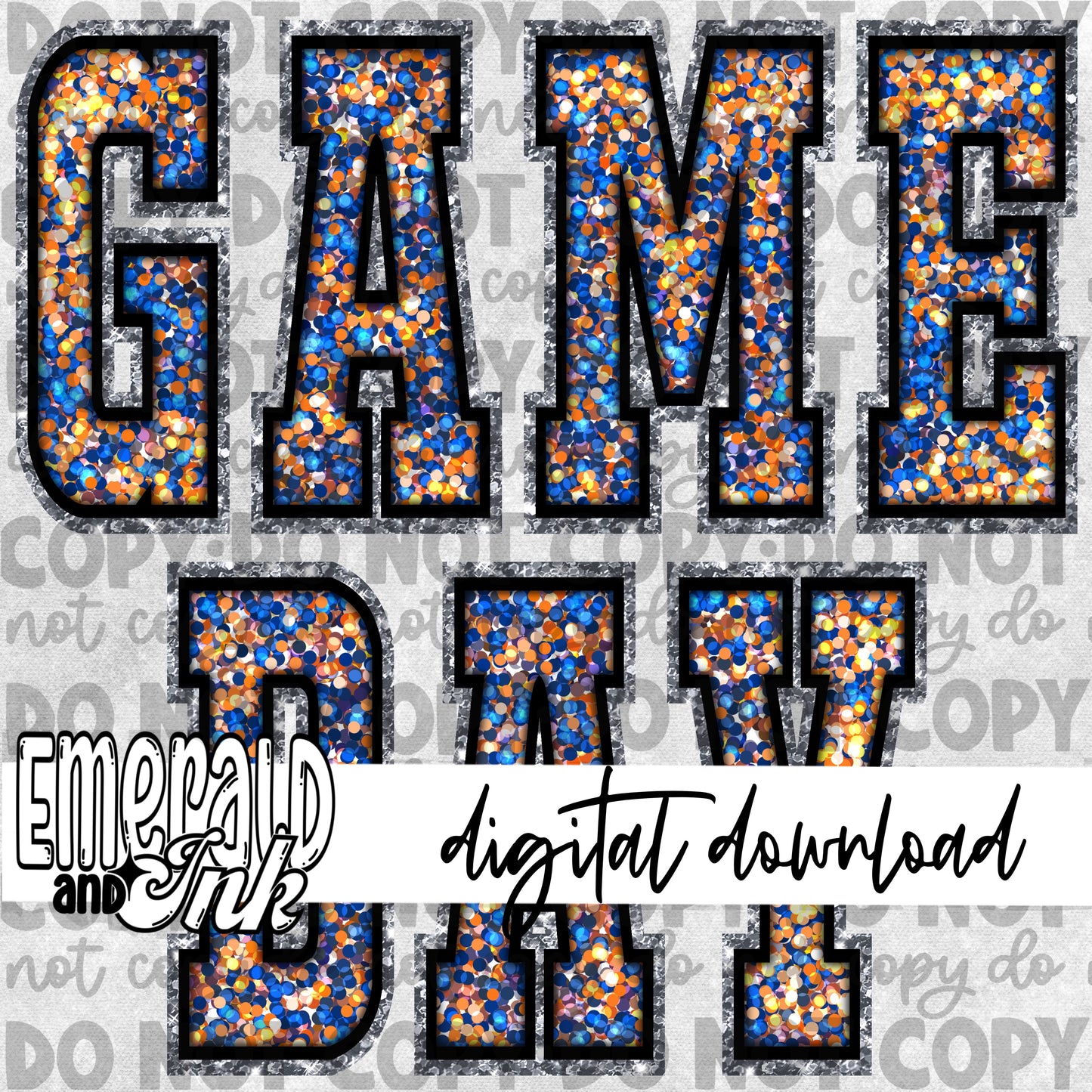 Game Day Glitter (blue & gold) - Digital Download