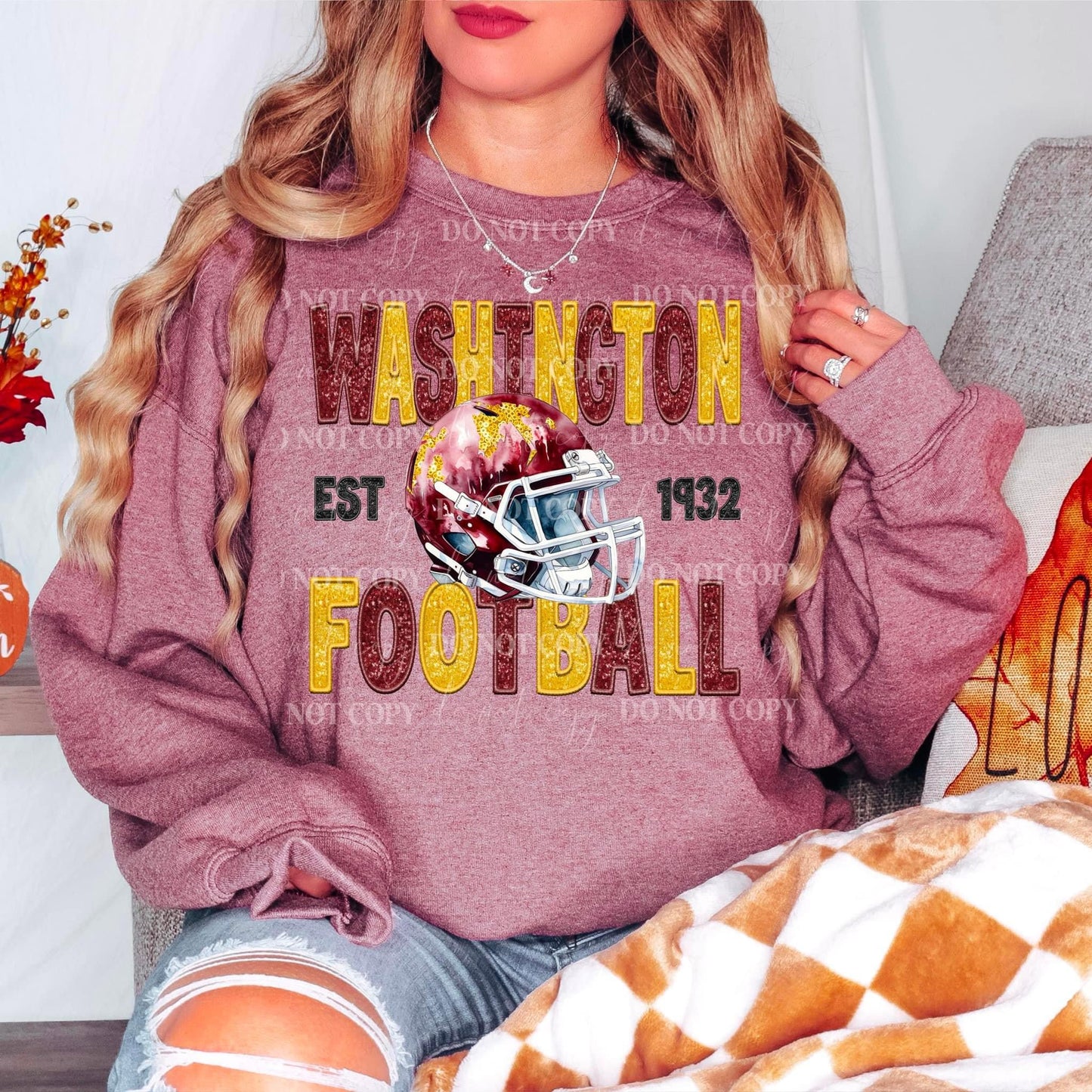 Football Washington Faux Embroidery - DTF