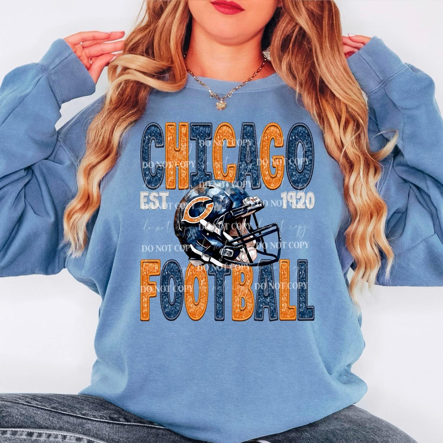 Football Chicago Faux Embroidery - DTF
