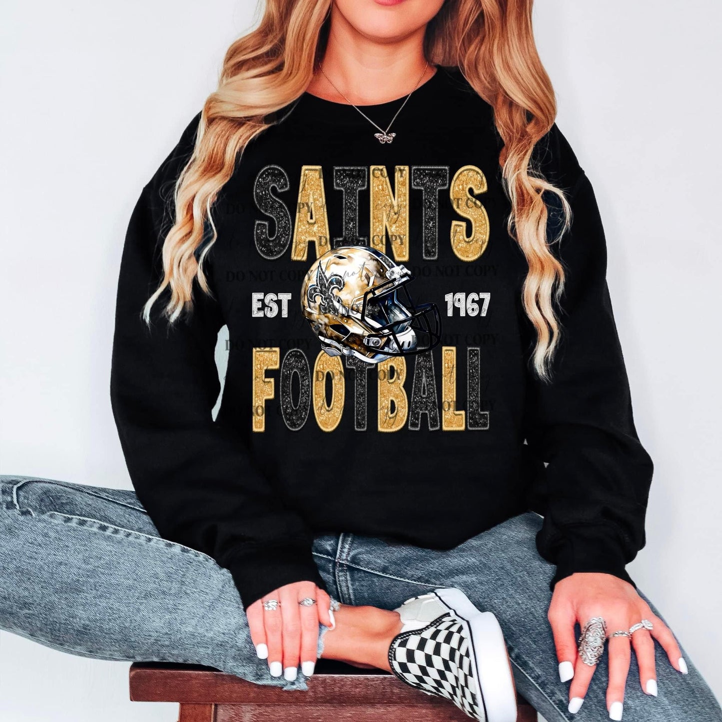 Football New Orleans Faux Embroidery - DTF