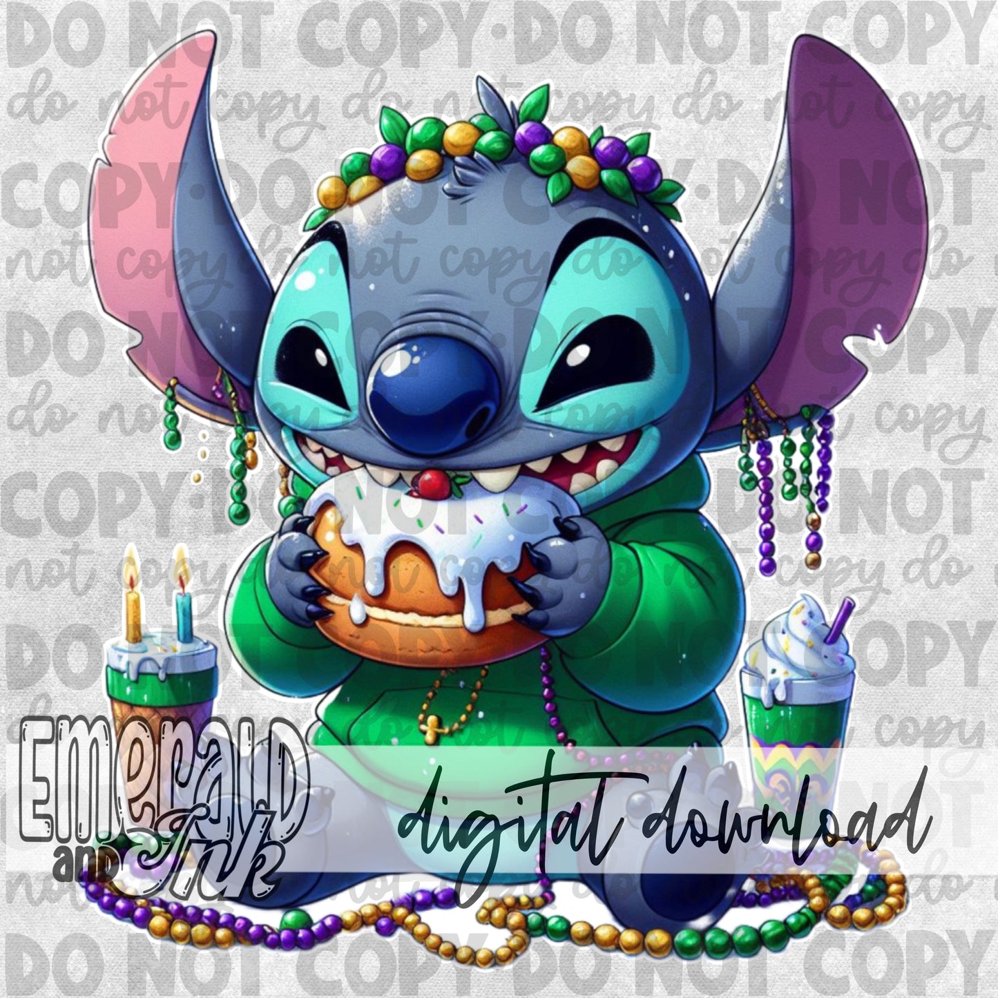 Mardi Gras Blue Alien King Cake - DIGITAL Download