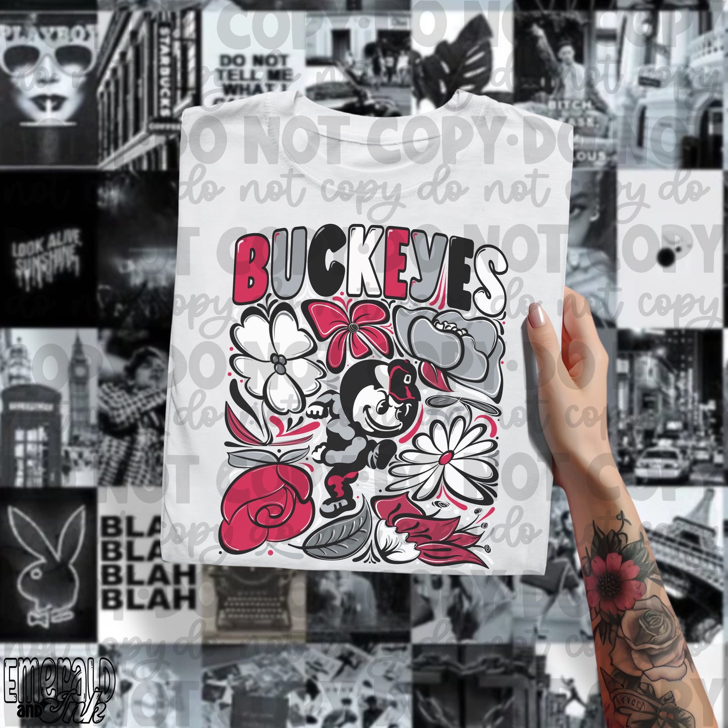 Mascot OH Hand Drawn Flowers Digital Download