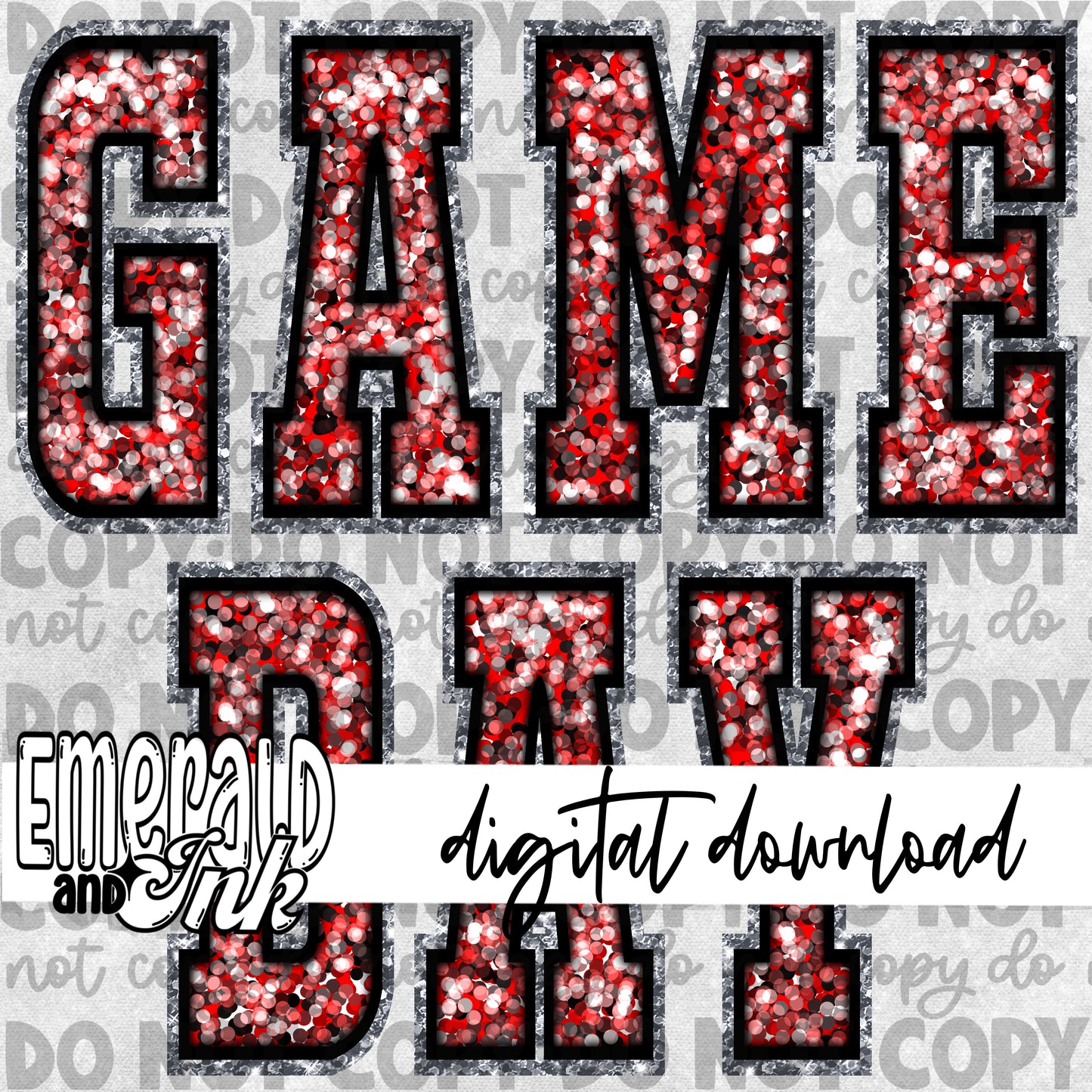 Game Day Glitter (red) - Digital Download