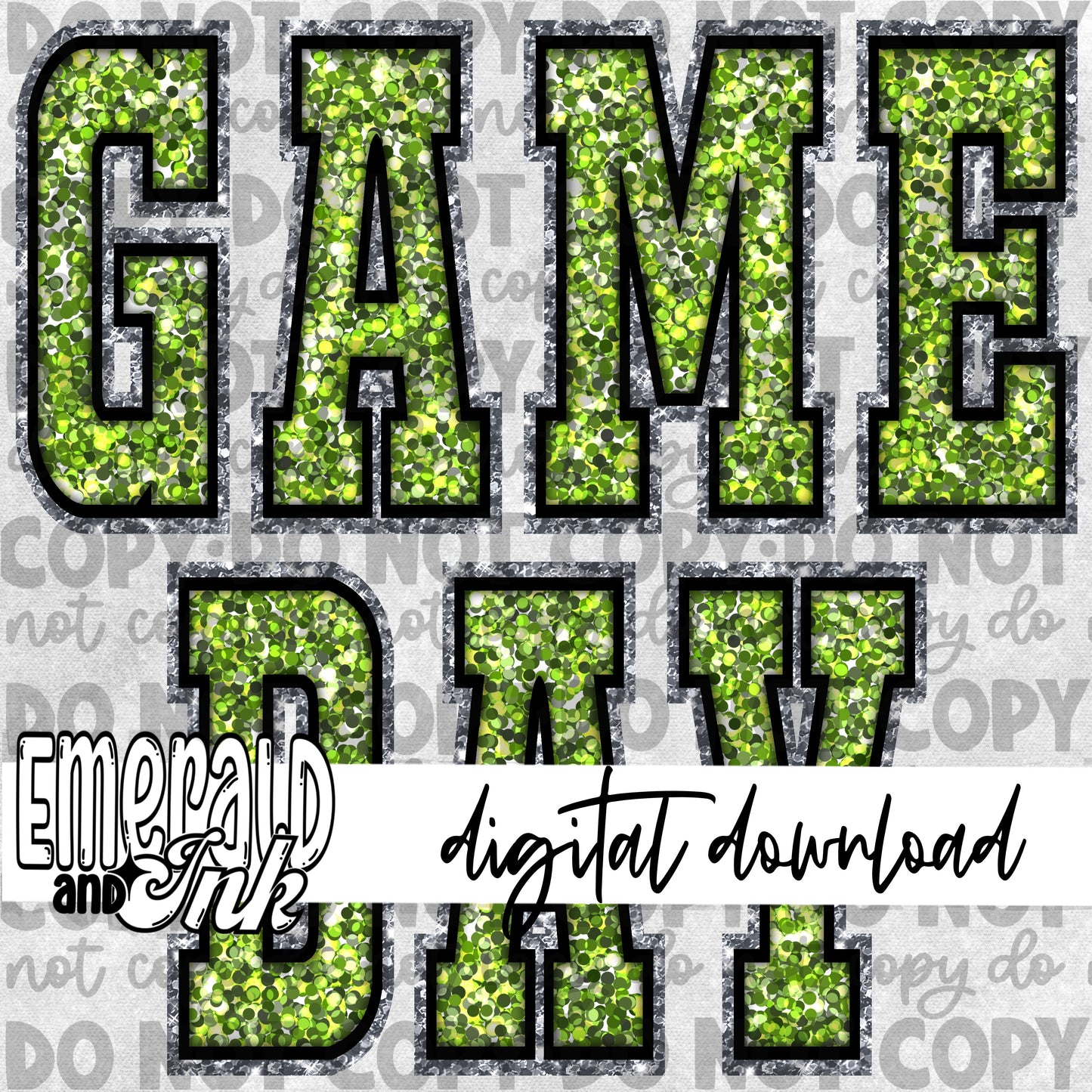 Game Day Glitter (bright green) - Digital Download