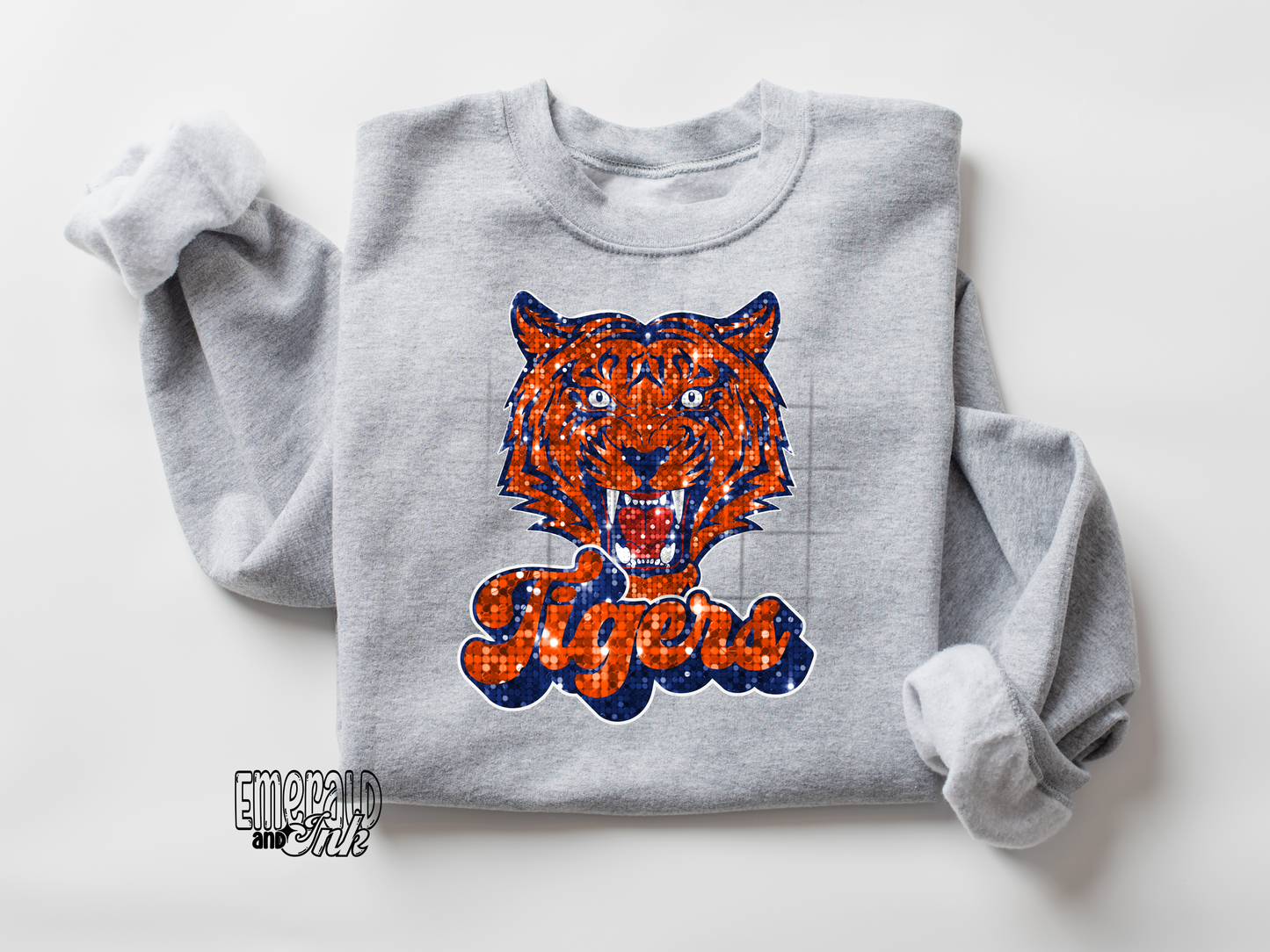 Tigers Blingy Mascot (orange & blue) - DTF Transfer*TAT 7 biz days