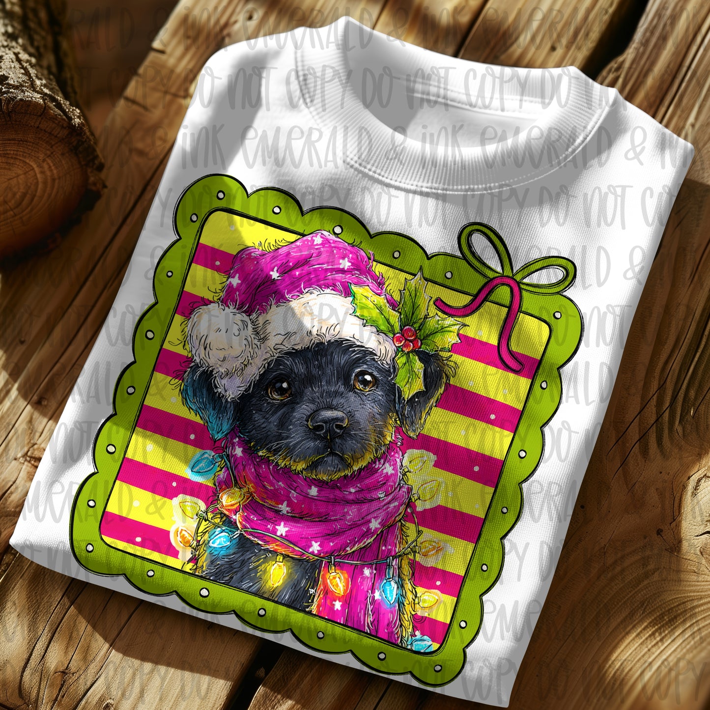 Cute Christmas Black Lab Puppy PNG Download