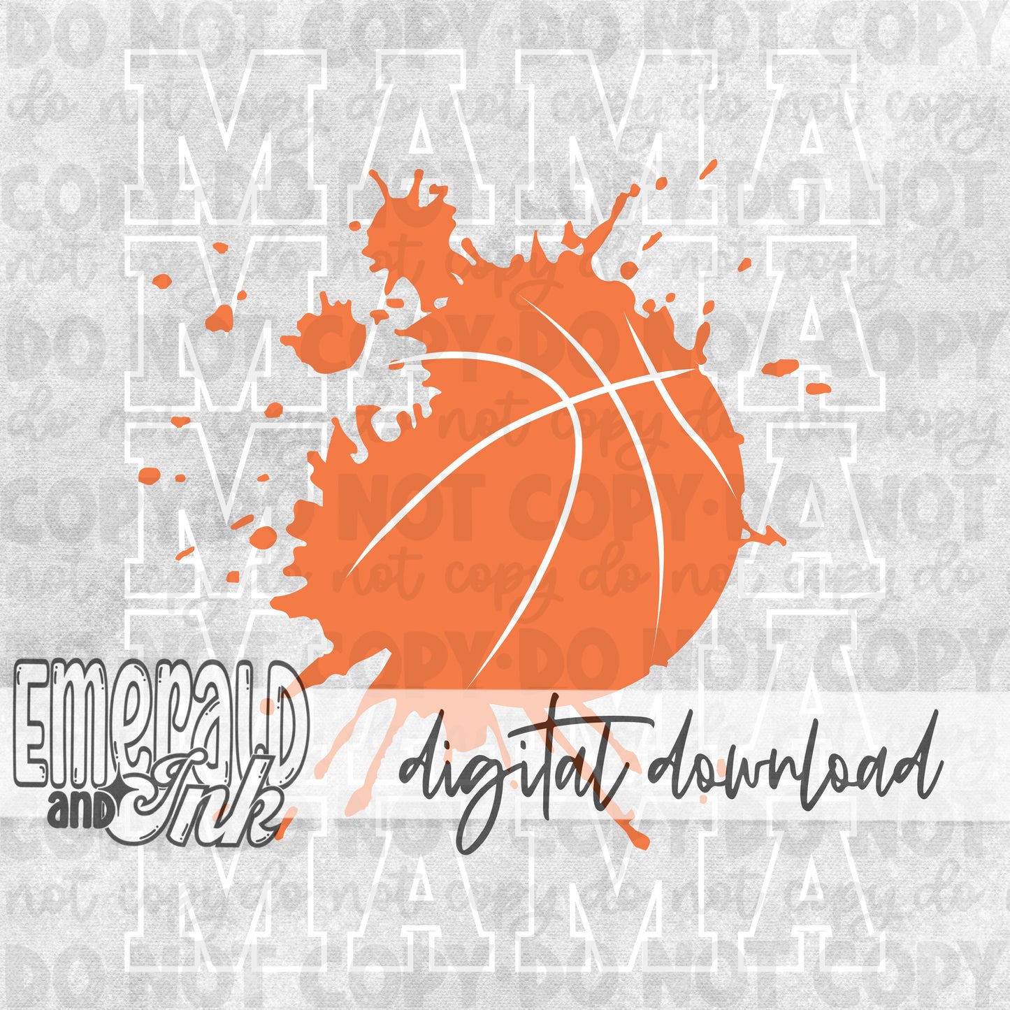Mama Stacked Basketball (White) - DIGITAL Download