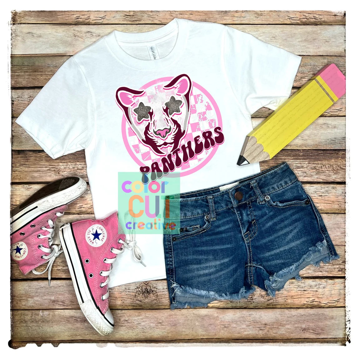 Preppy Mascot - Panthers (pink & maroon) - DTF Transfer *TAT 5-7 biz days