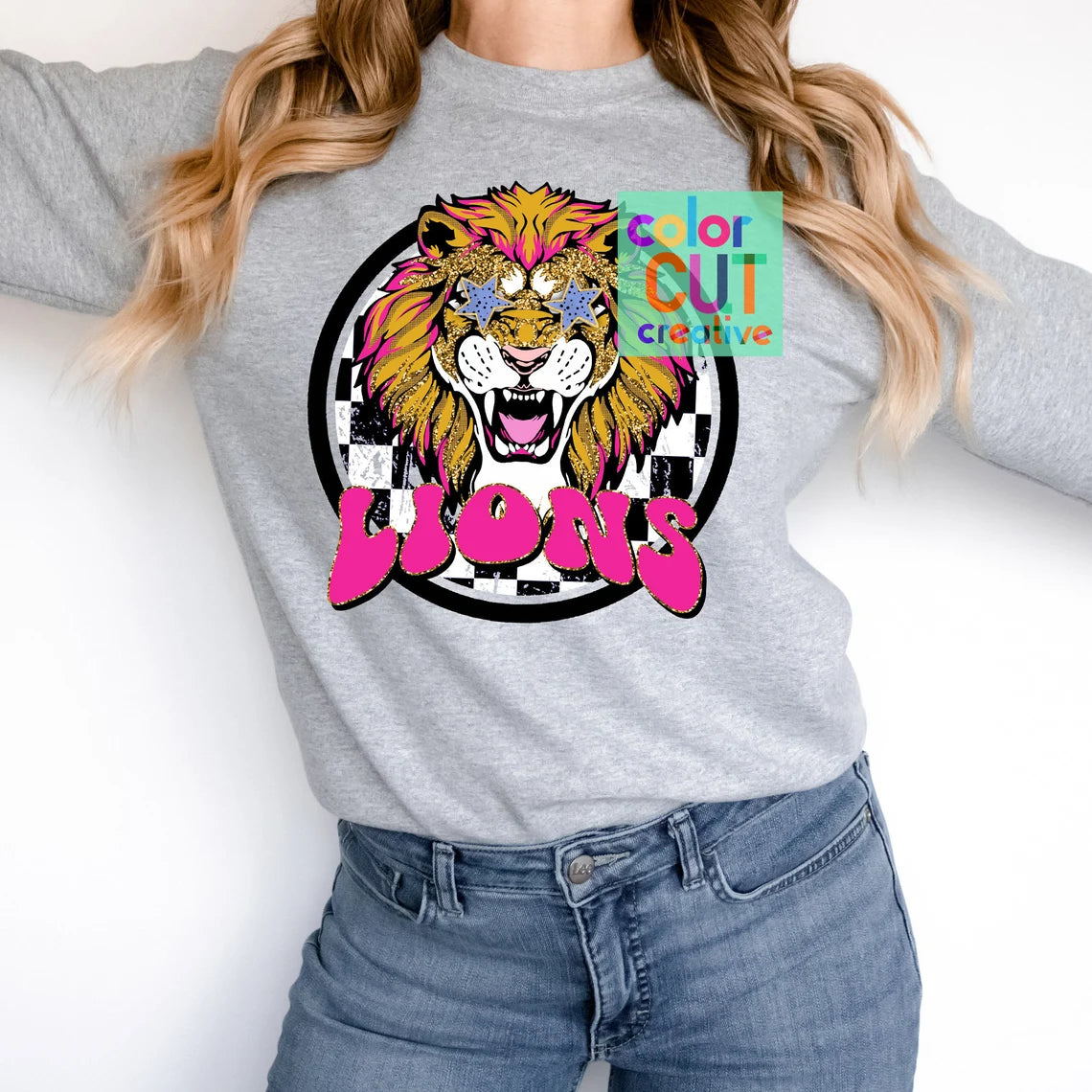 Preppy Mascot - Lions (hot pink) - DTF Transfer *TAT 5-7 biz days