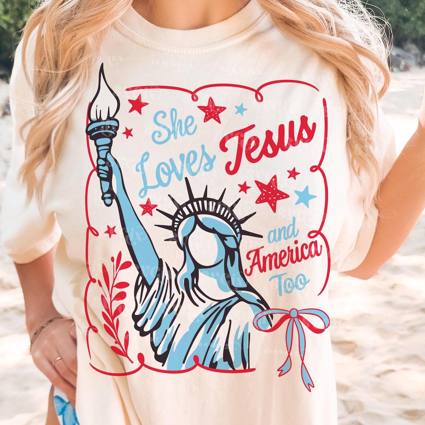She Loves Jesus and America Too - DTF Heat Transfer