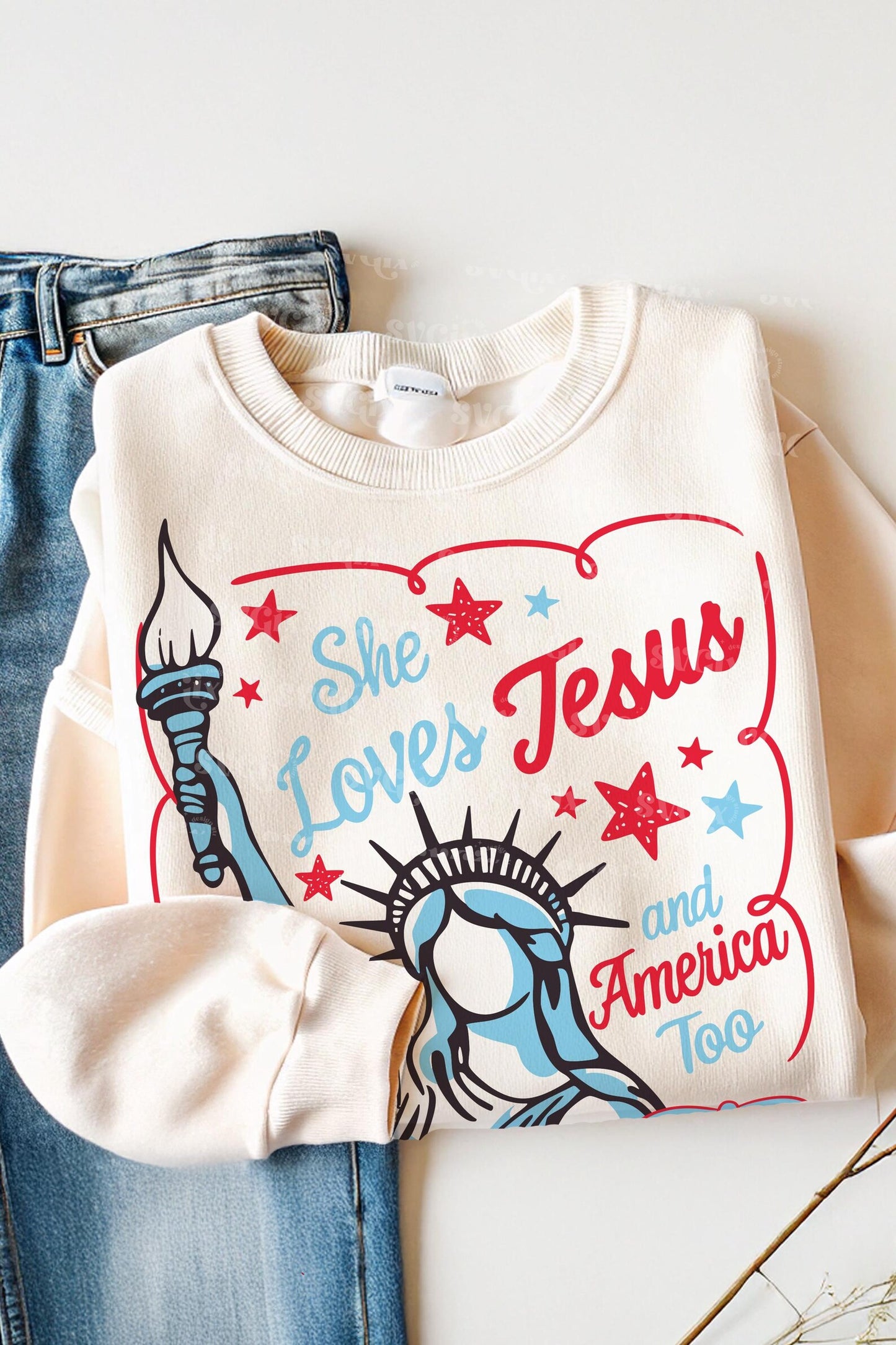 She Loves Jesus and America Too - DTF Heat Transfer