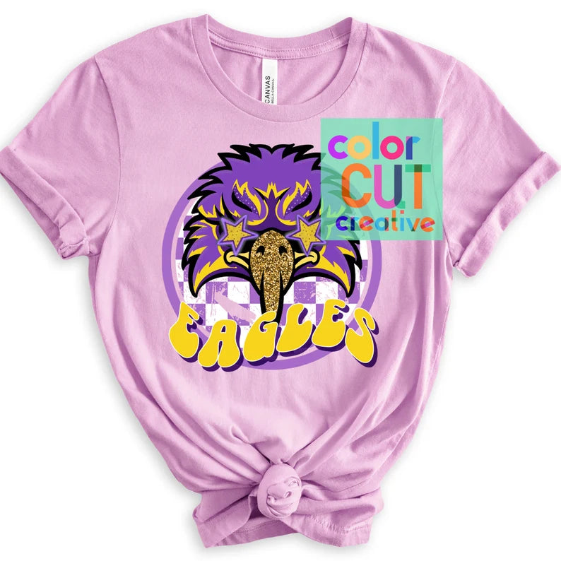 Preppy Mascot - Eagles (purple & gold) - DTF Transfer *TAT 5-7 biz days