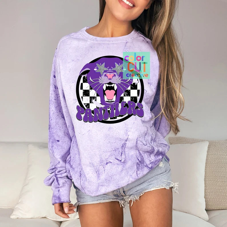 Preppy Mascot - Panthers (purple) - DTF Transfer *TAT 5-7 biz days