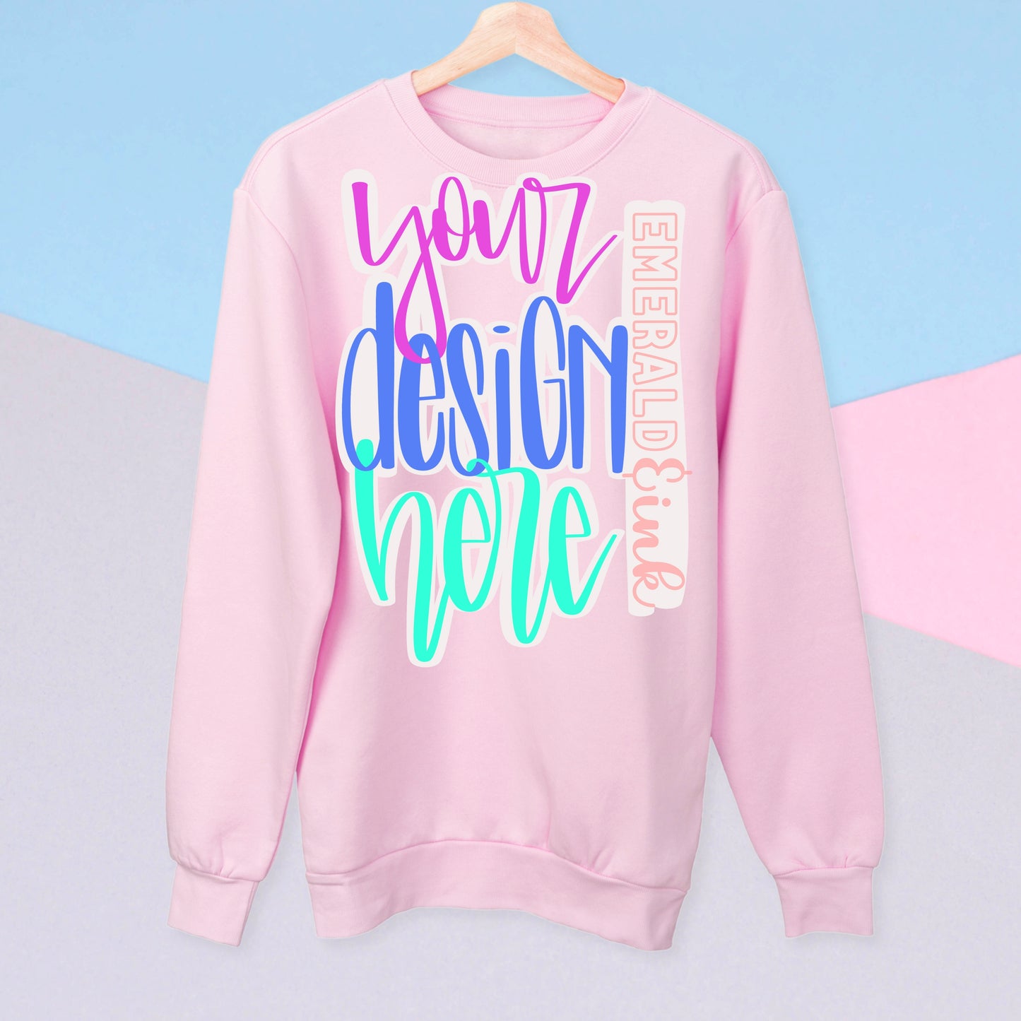 Pink Unbranded/Gildan Sweatshirt Color Block Background Blank Digital Mock-up