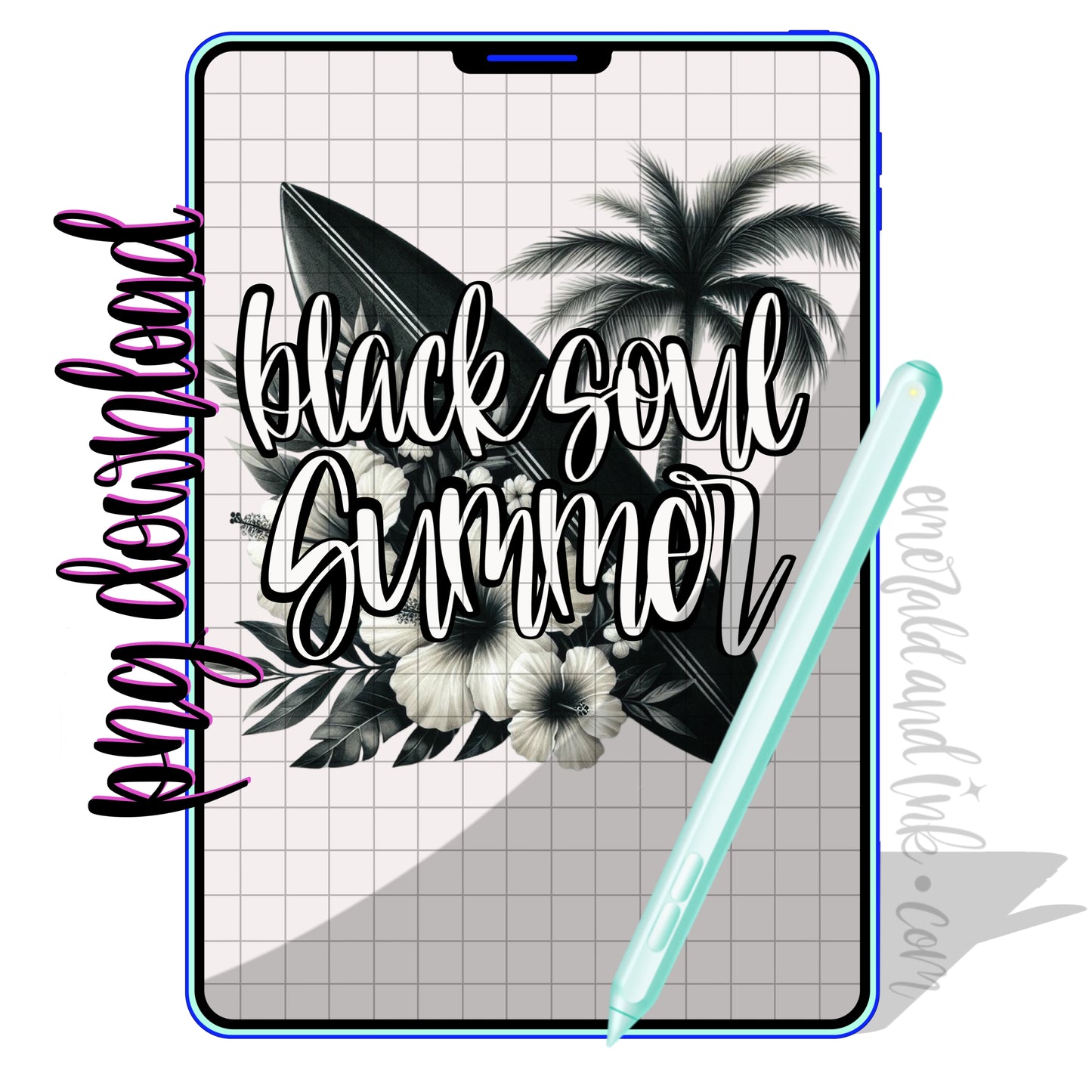 Black Soul Summer Emocore Dark Vibe Beach - PNG Digital Download