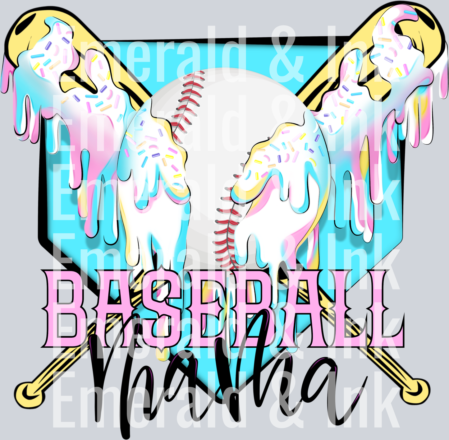 Baseball Mama Cotton Candy Drip DTF
