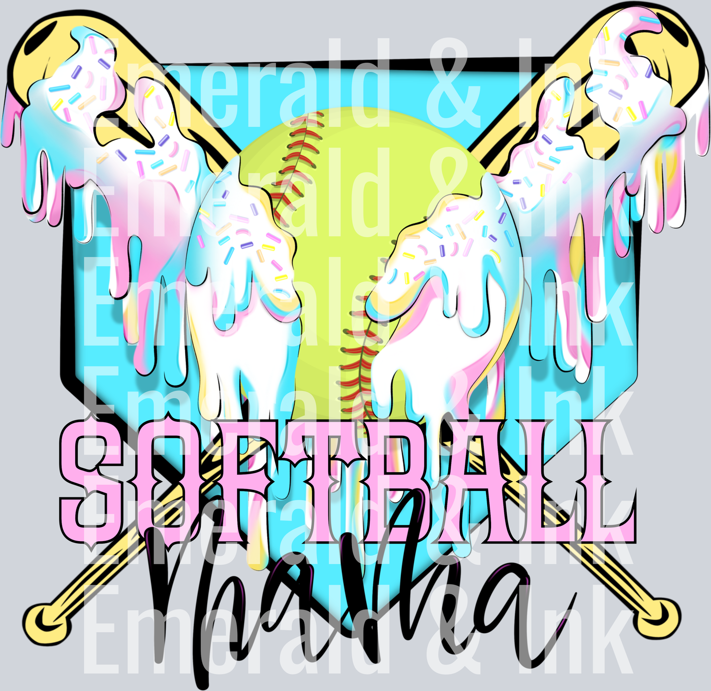 Softball Mama Cotton Candy Drip DTF
