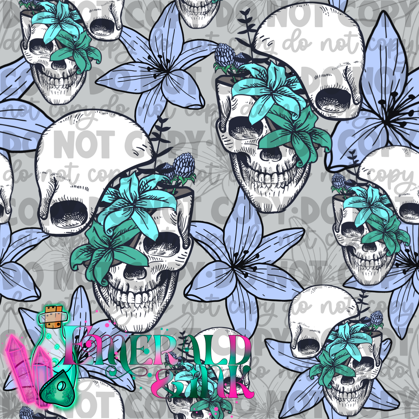 Lily Skulls Seamless DIGITAL