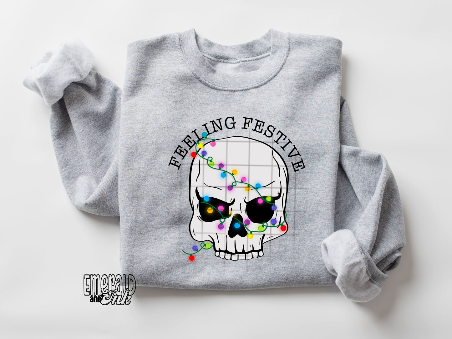 Feeling Festive Skull - DTF Transfer*TAT 7 biz days