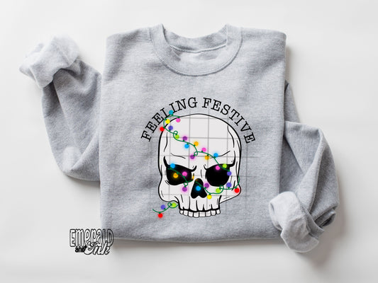 Feeling Festive Skull - DTF Transfer*TAT 7 biz days